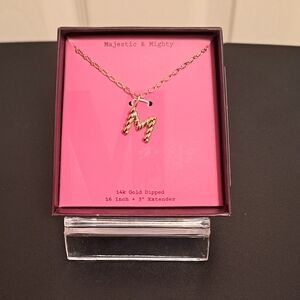 A New Day "M" Gold Tone Necklace NWT